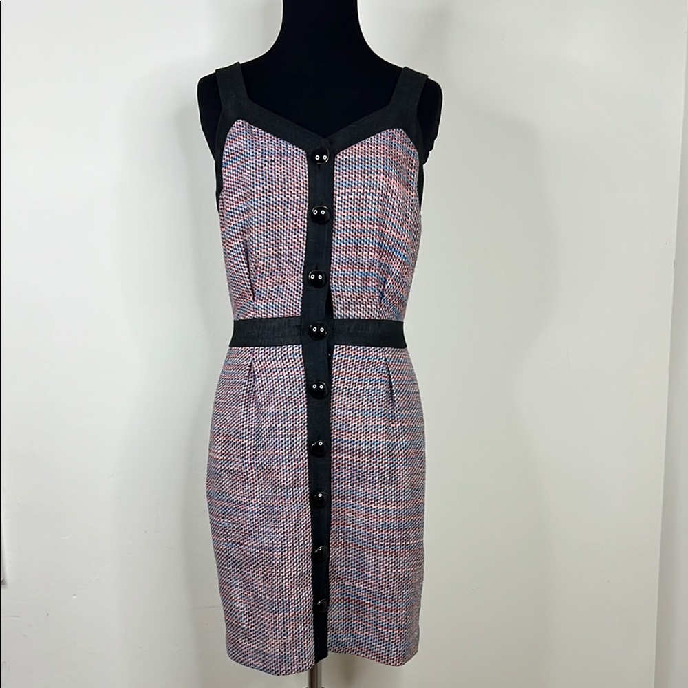 LEONA BY LAUREN LEONARD Vintage Silk Chic Preppy Sleeveless Button-Front Dress 2
